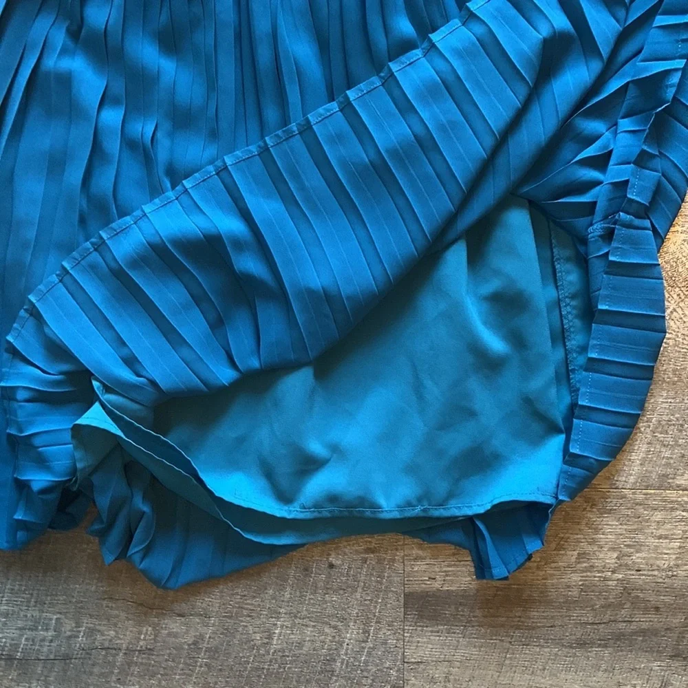 Brixton Ivy Pleated‎ Mini Dress Dark Teal High Neck